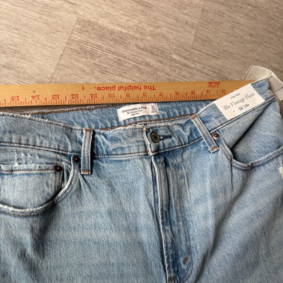 Abercrombie & Fitch The Vintage Flare High Rise Jeans NWT 32 14R Retro Hippie 70 - Picture 9 of 9